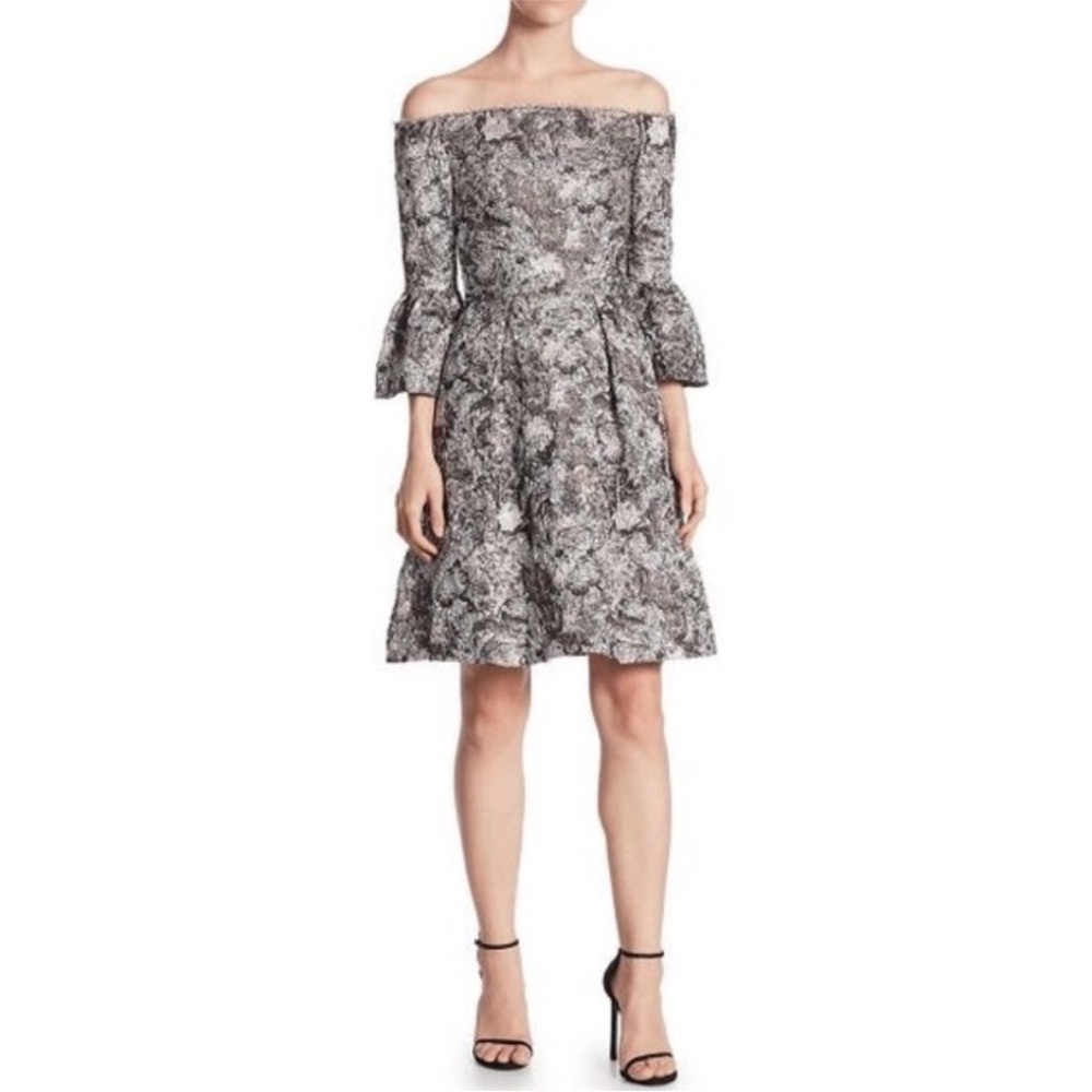 Theia Metallic Off-Shoulder Dress